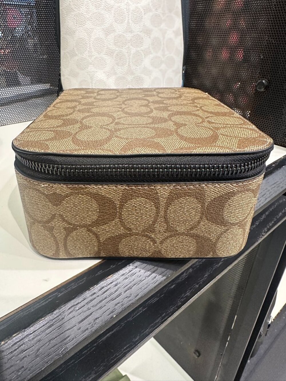 NWT! Coach CE700 Tech Organizer Signature Colorblock Khaki/Black Zip Case